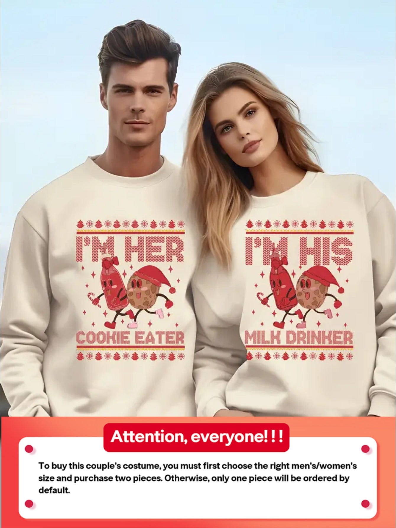 250G Printed Couple's Round Neck Sweater