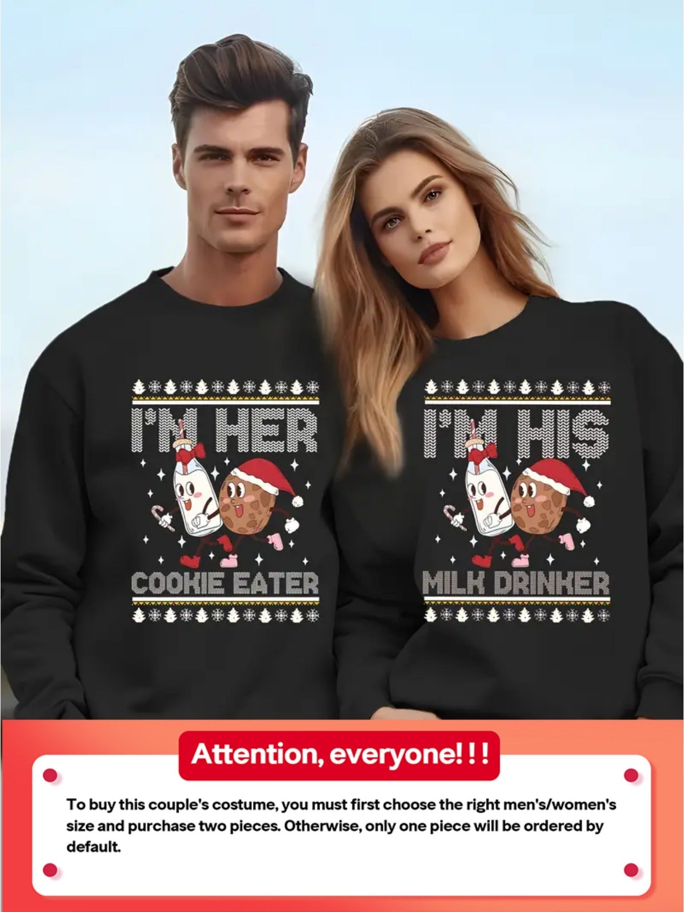 250G Printed Couple's Round Neck Sweater