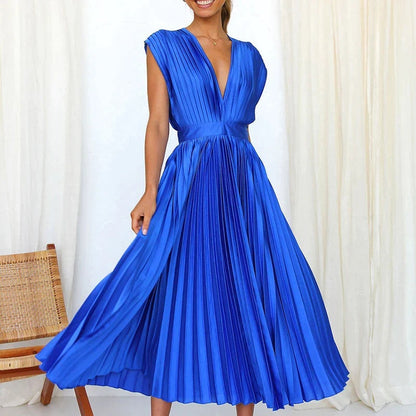 EveElegance™   |   EVE - MAXI DRESS WITH V-NECK AND PLEATS