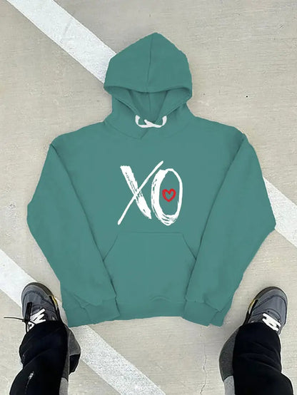 Men's Casual XO Print Valentine's Hoodie