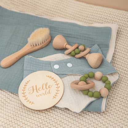 LuxWood™   |   Luxury Wooden Rattles Cotton Blanket Baby Gift Set