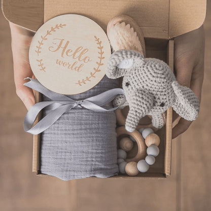 LuxWood™   |   Luxury Wooden Rattles Cotton Blanket Baby Gift Set