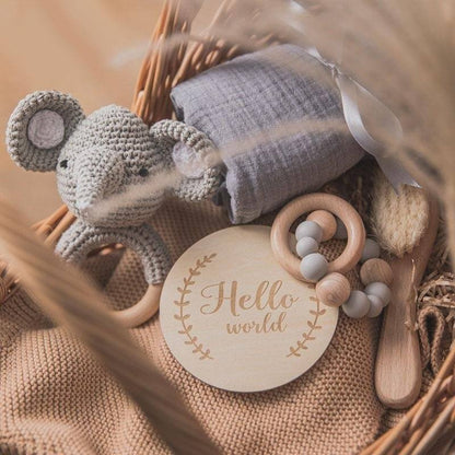 LuxWood™   |   Luxury Wooden Rattles Cotton Blanket Baby Gift Set