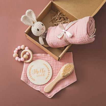 LuxWood™   |   Luxury Wooden Rattles Cotton Blanket Baby Gift Set