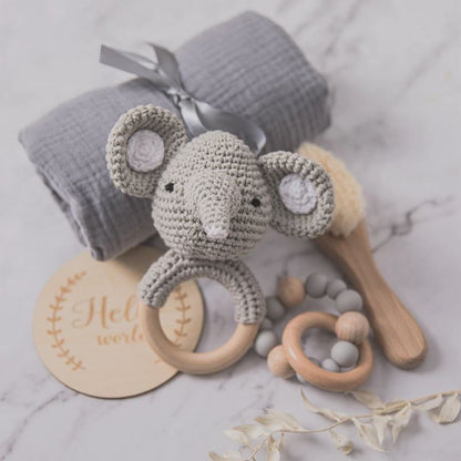 LuxWood™   |   Luxury Wooden Rattles Cotton Blanket Baby Gift Set